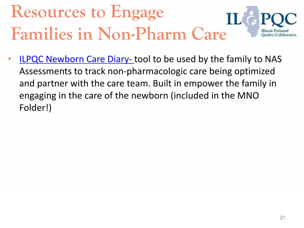 resources to engage families in non pharm care