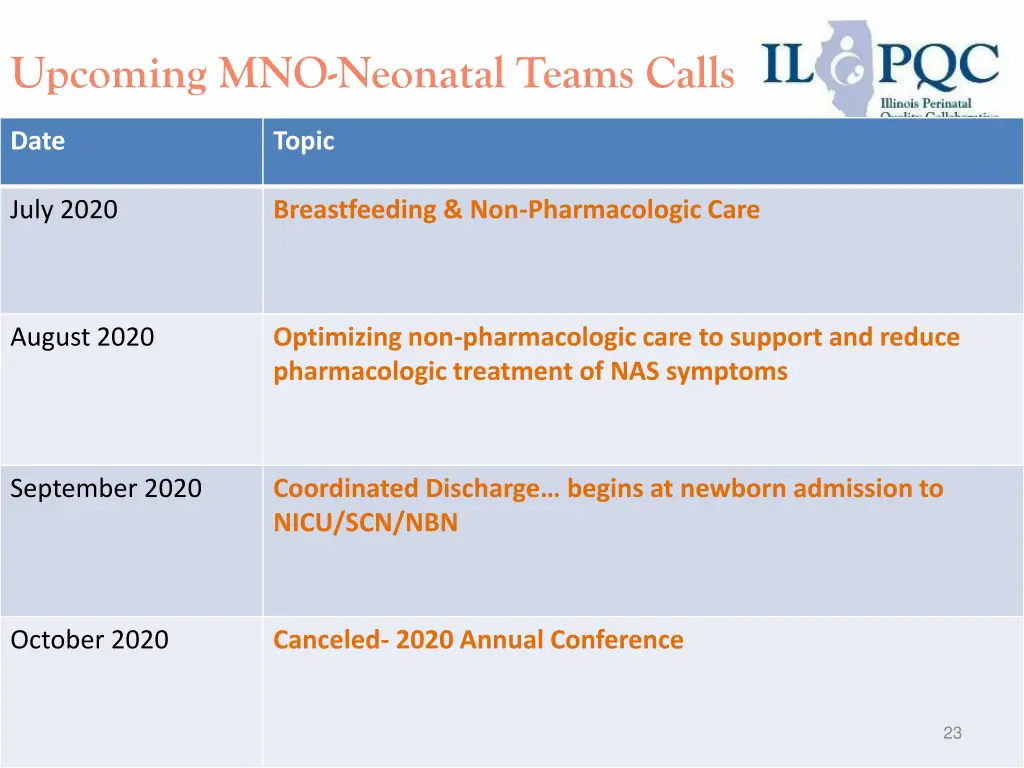 upcoming mno neonatal teams calls