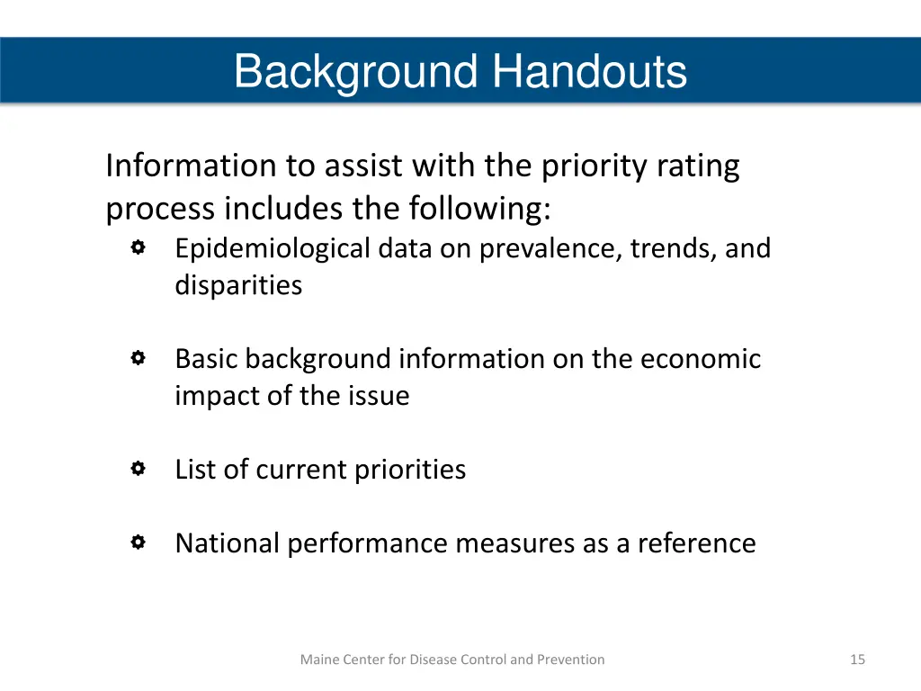 background handouts