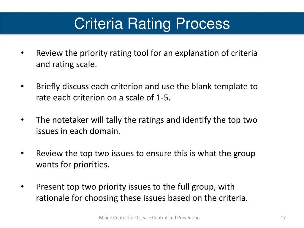 criteria rating process