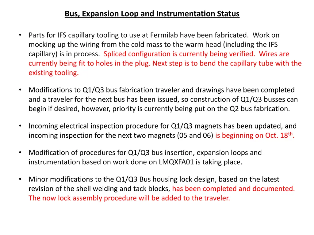 bus expansion loop and instrumentation status 3