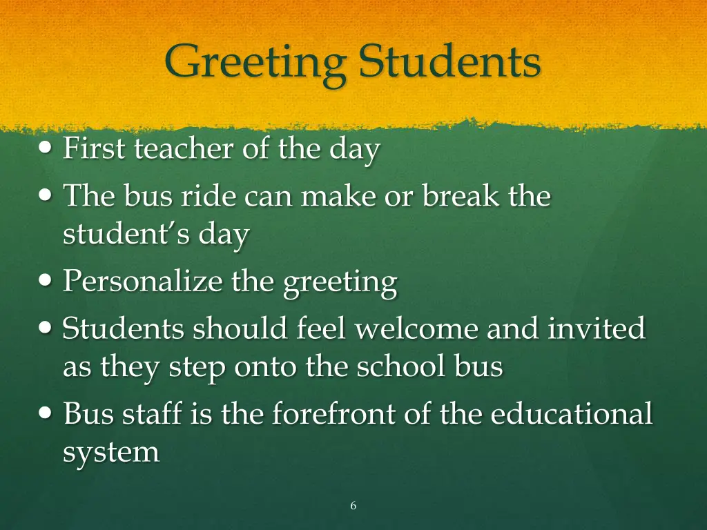 greeting students