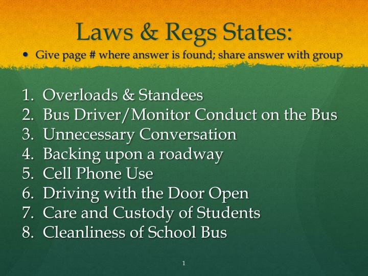 laws regs states give page where answer is found