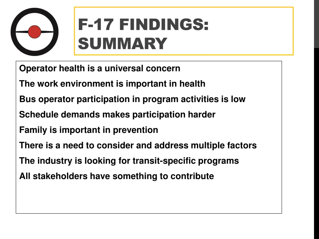 f 17 findings summary