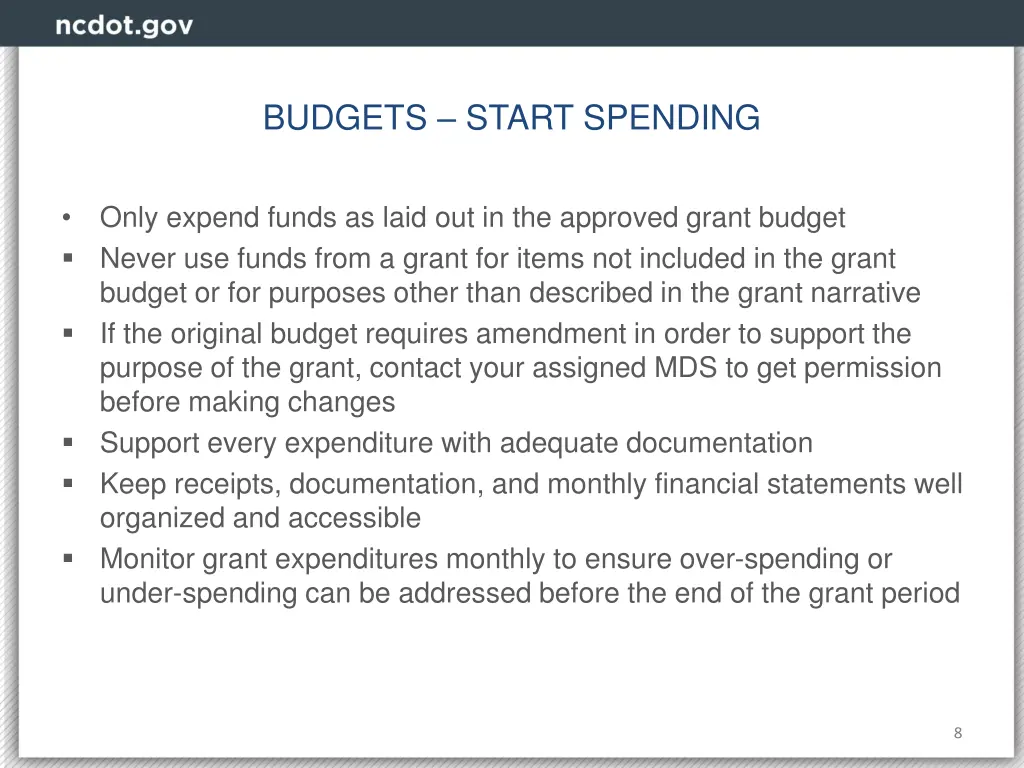 budgets start spending