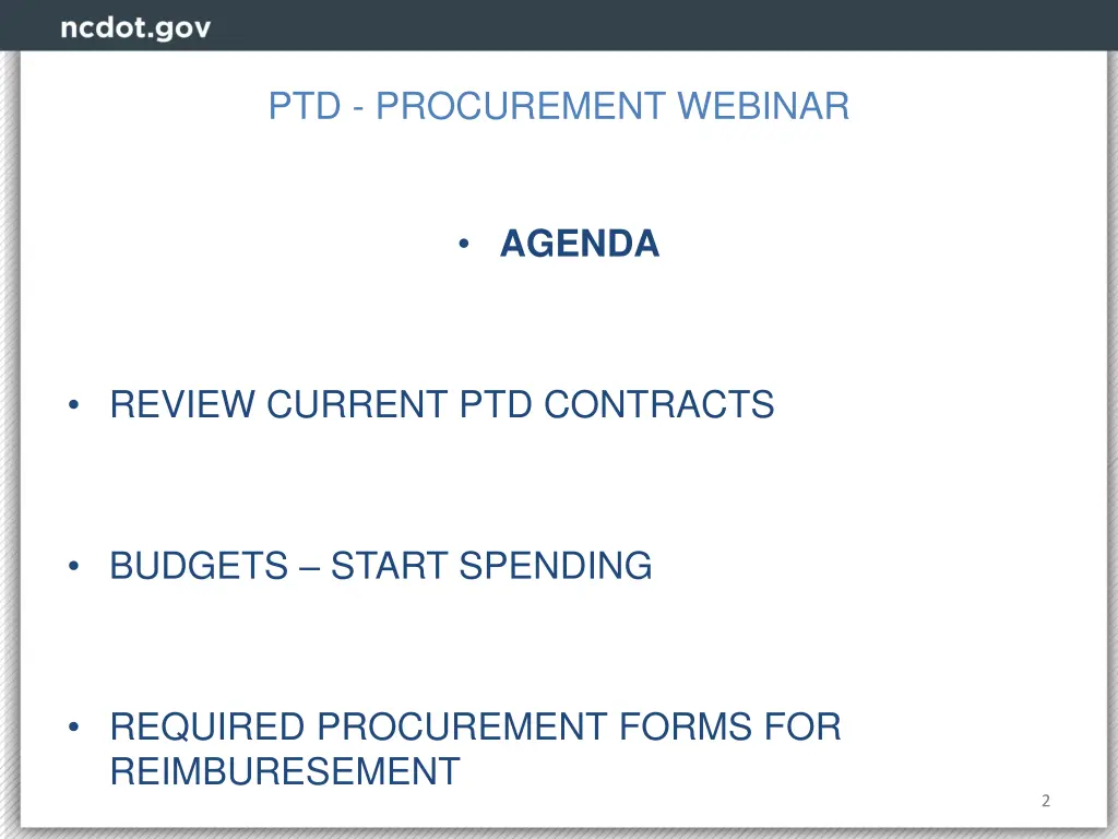 ptd procurement webinar