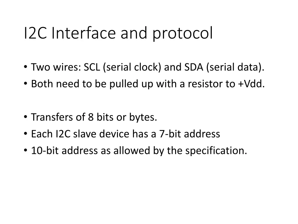 i2c interface and protocol