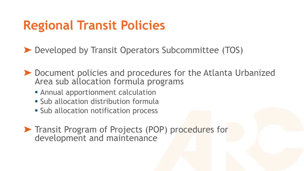 regional transit policies