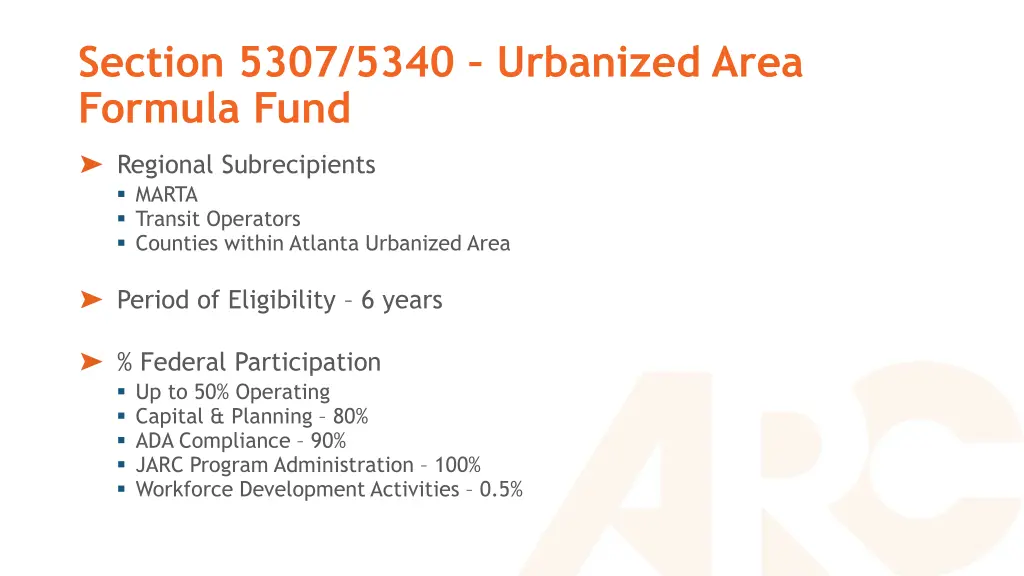 section 5307 5340 urbanized area formula fund 1