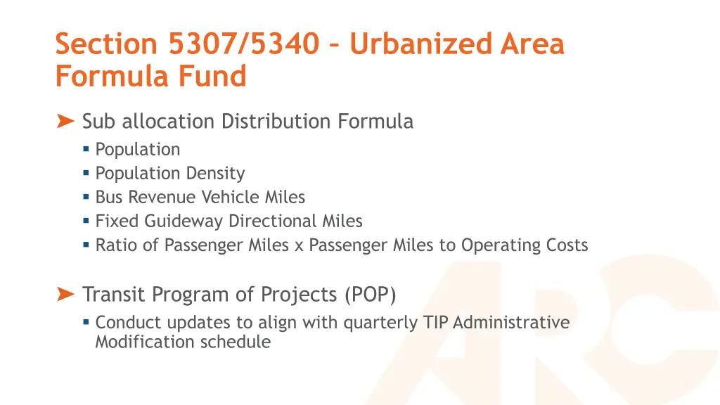 section 5307 5340 urbanized area formula fund 3