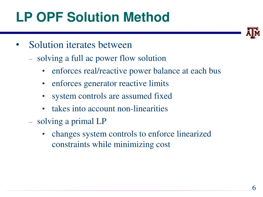 lp opf solution method