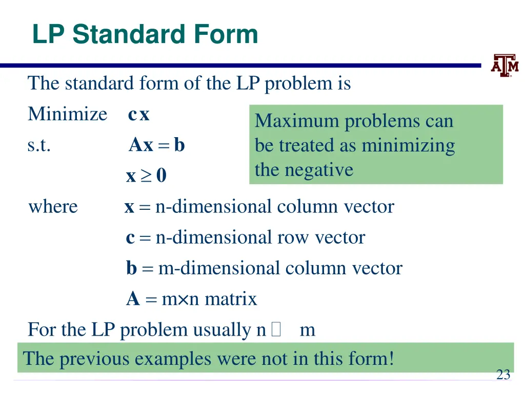 lp standard form