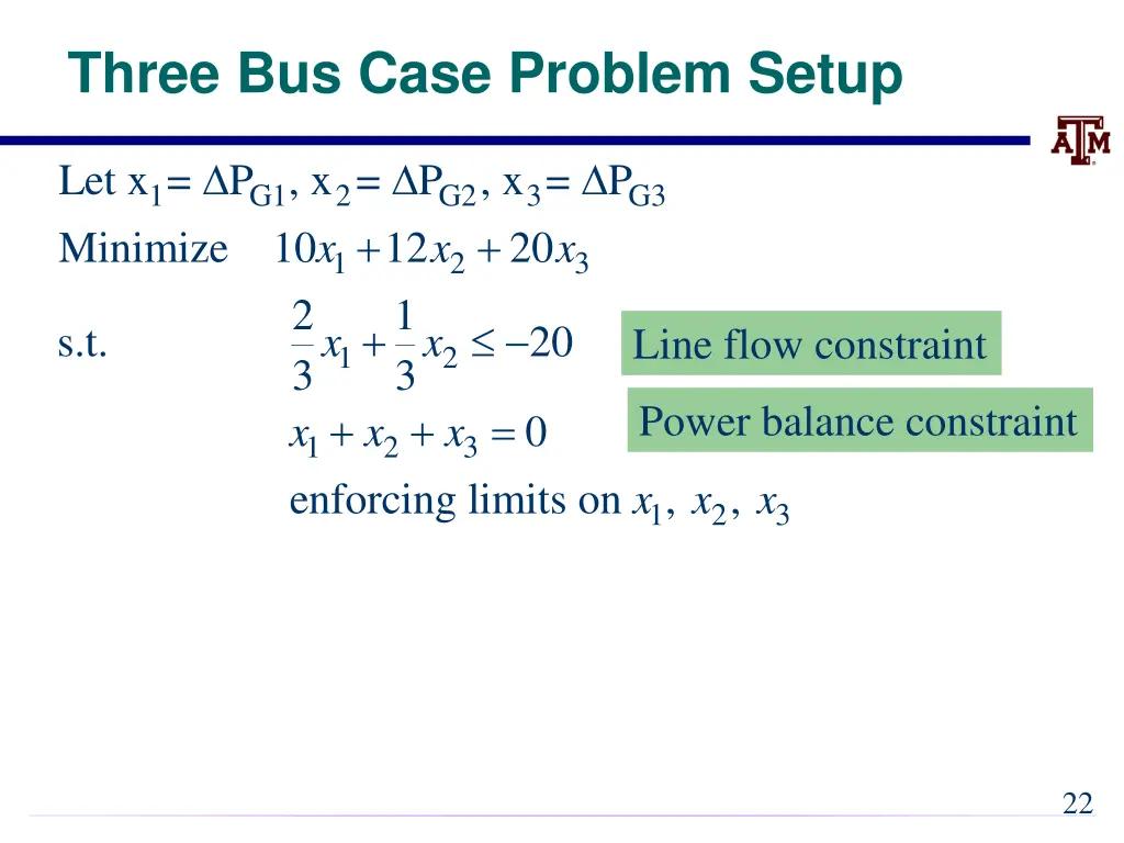 three bus case problem setup