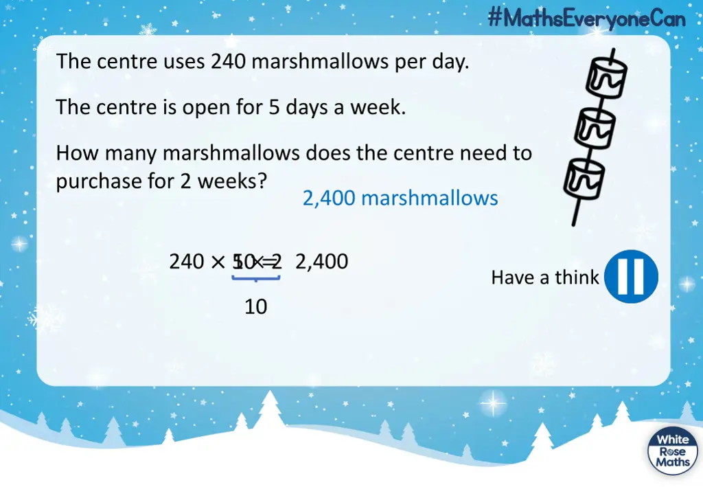 the centre uses 240 marshmallows per day