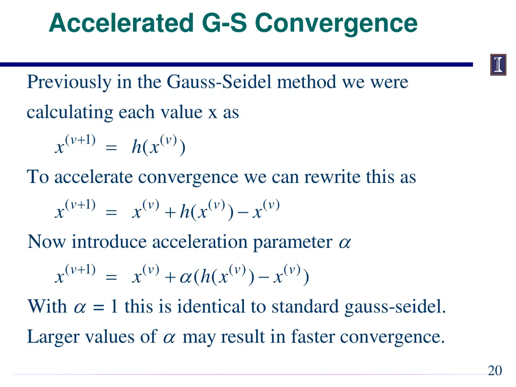 accelerated g s convergence