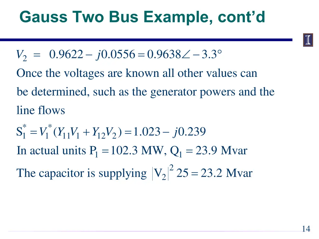 gauss two bus example cont d 2