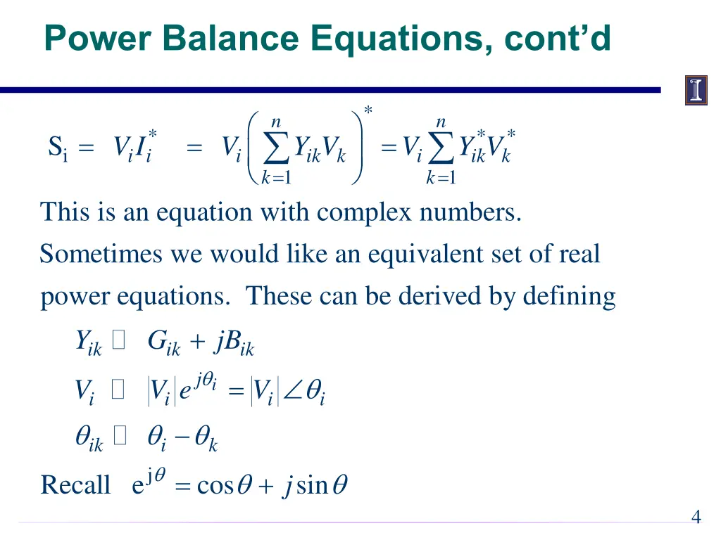 power balance equations cont d