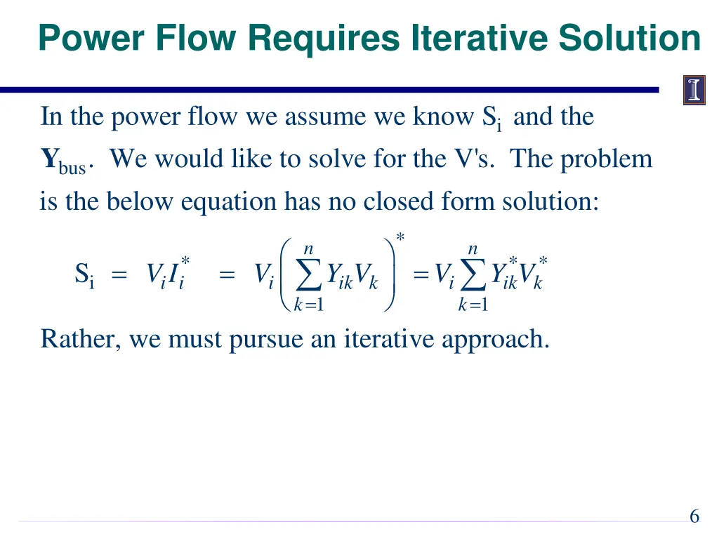 power flow requires iterative solution