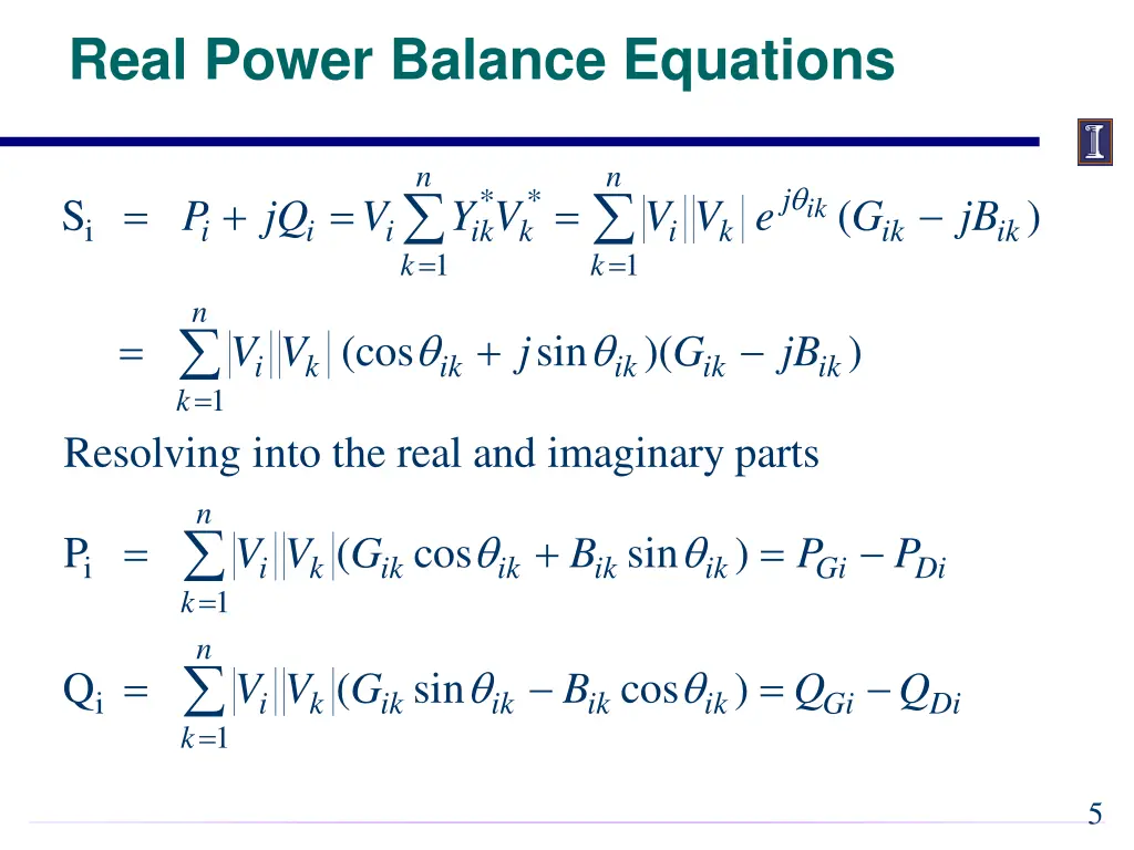 real power balance equations