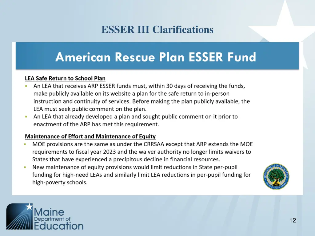 esser iii clarifications