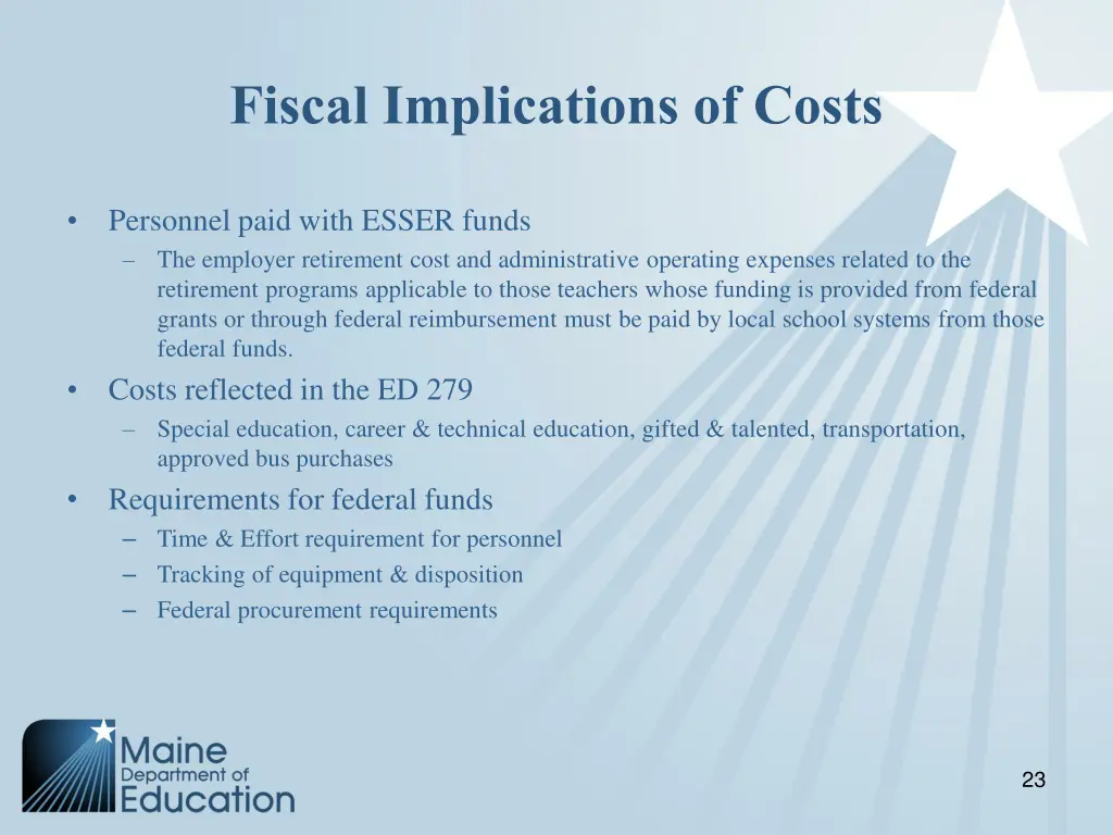 fiscal implications of costs