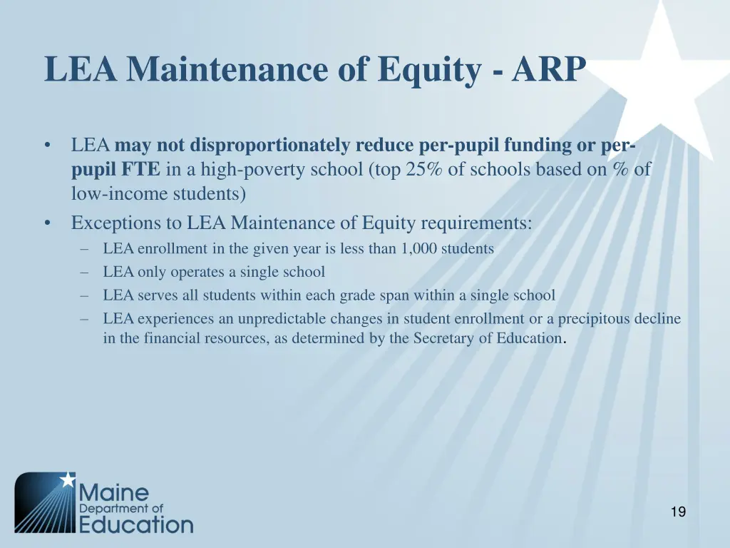 lea maintenance of equity arp