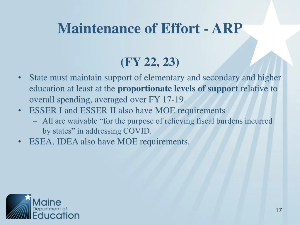 maintenance of effort arp