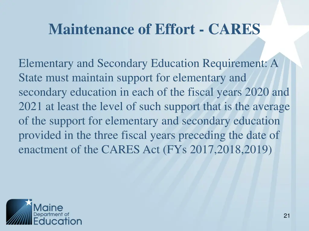 maintenance of effort cares