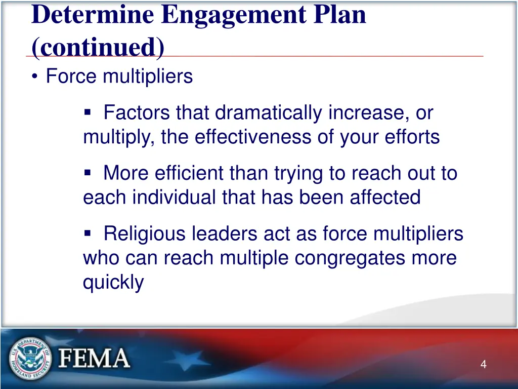 determine engagement plan continued force