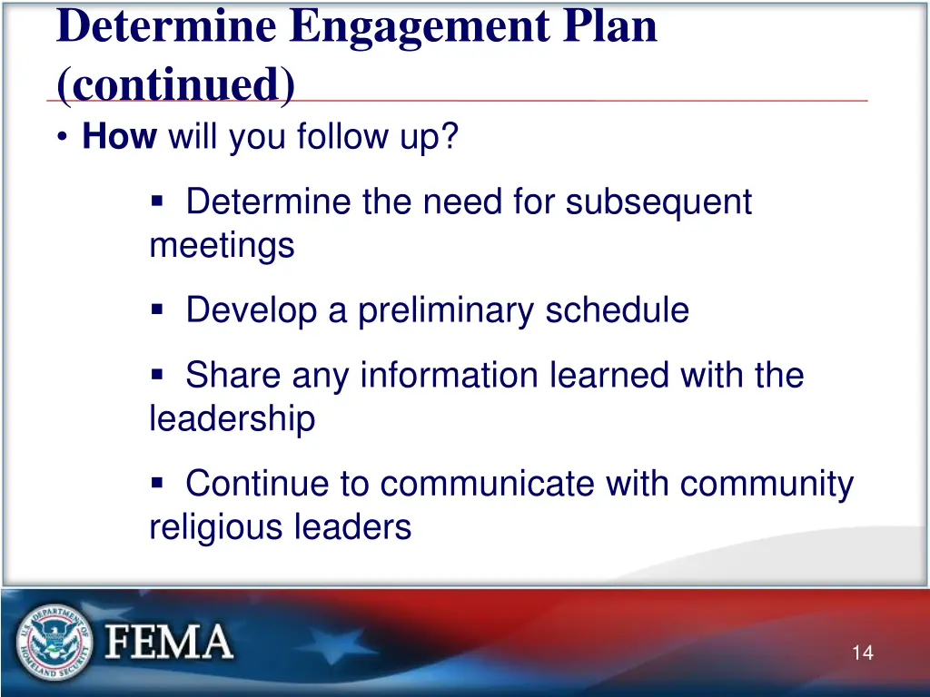 determine engagement plan continued how will 1