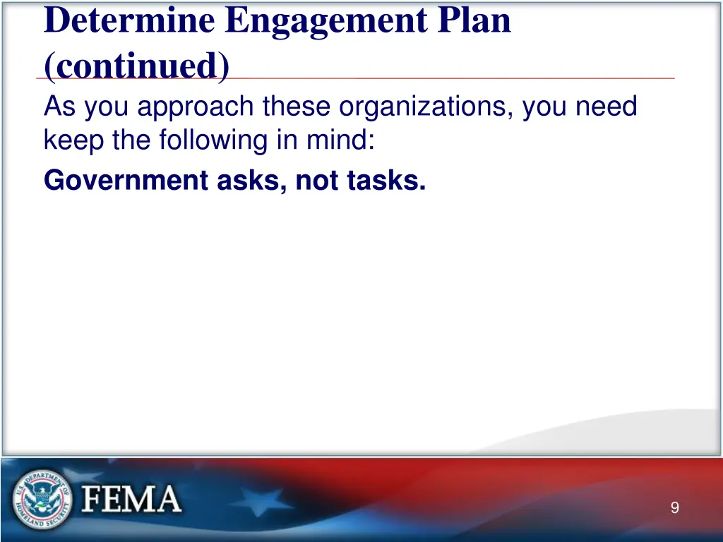 determine engagement plan continued