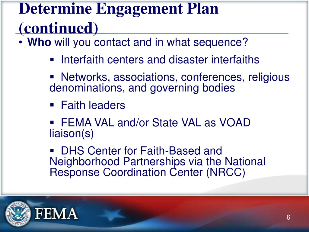 determine engagement plan continued who will 1