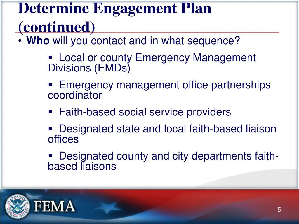 determine engagement plan continued who will