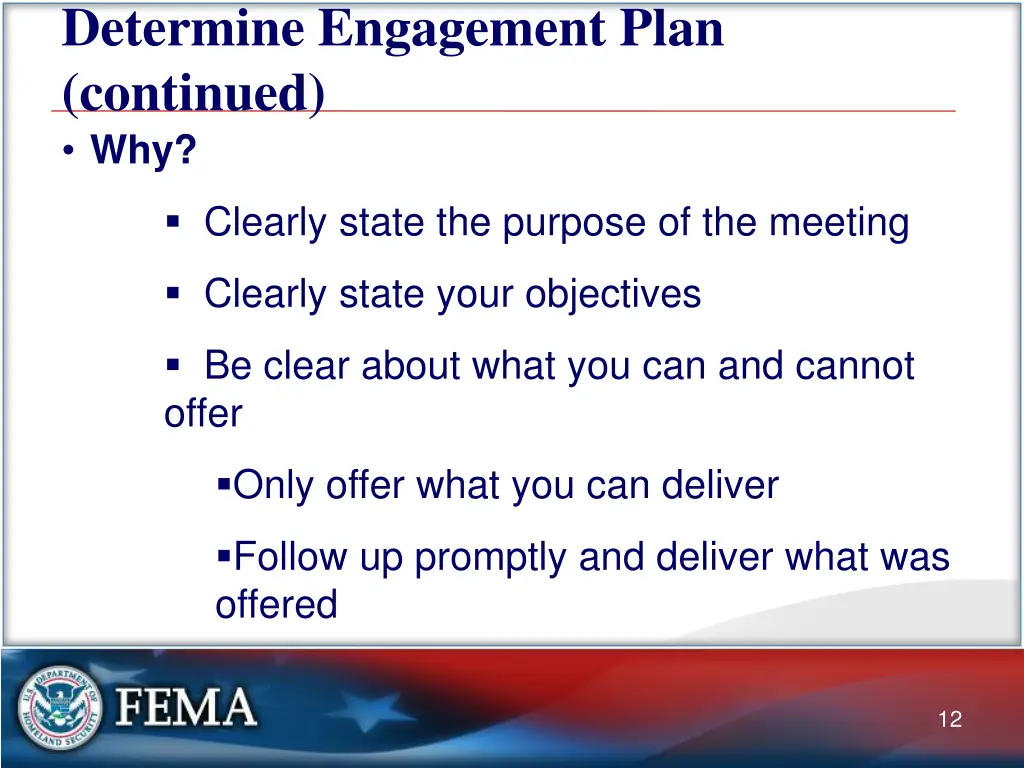 determine engagement plan continued why