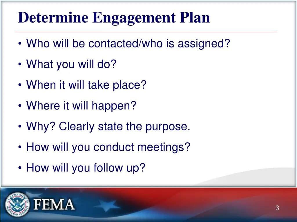 determine engagement plan