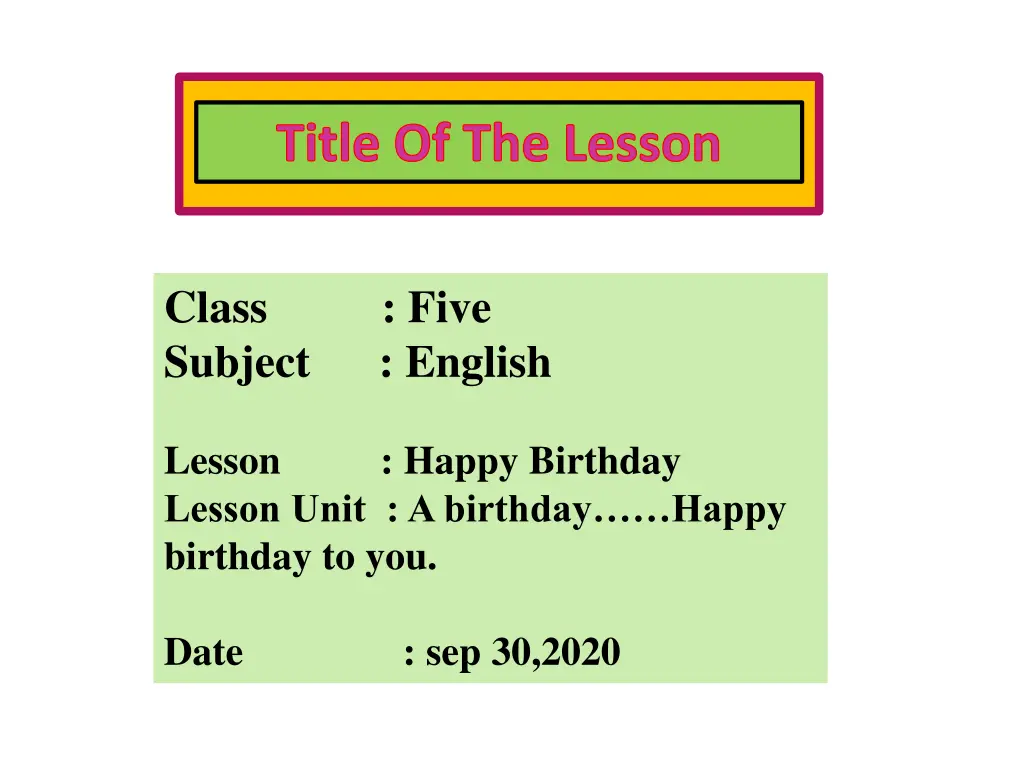 title of the lesson