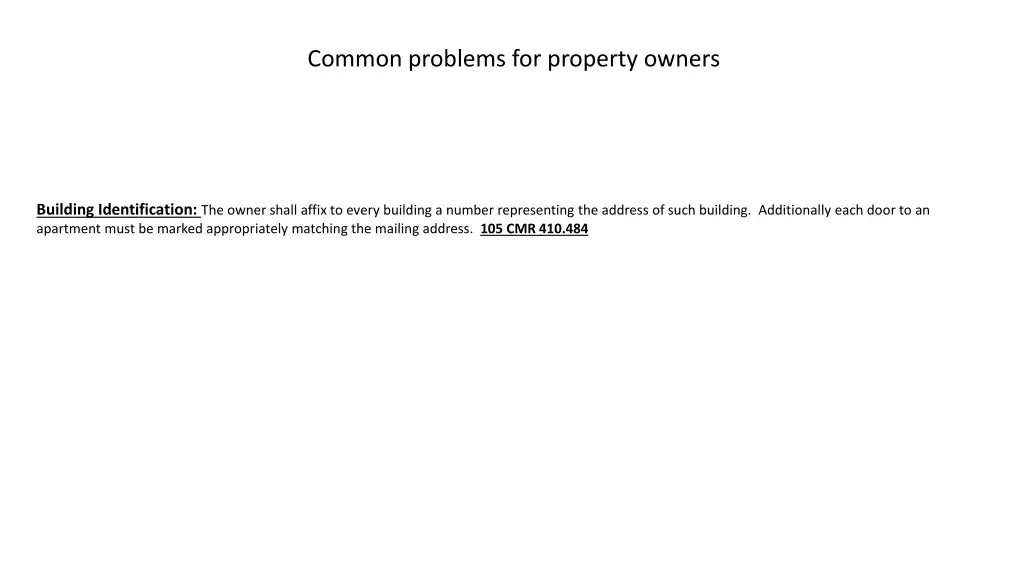 common problems for property owners