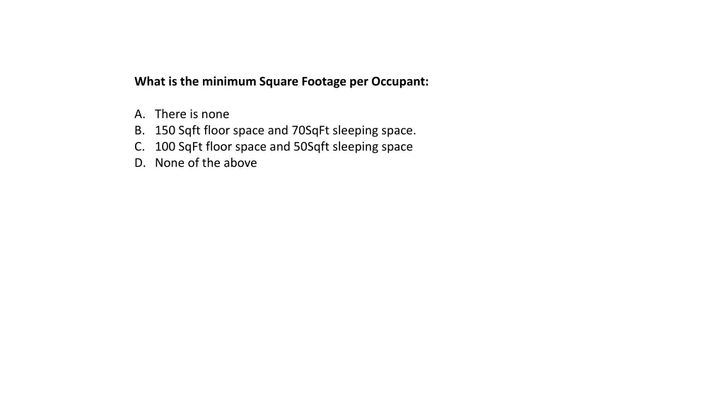 what is the minimum square footage per occupant