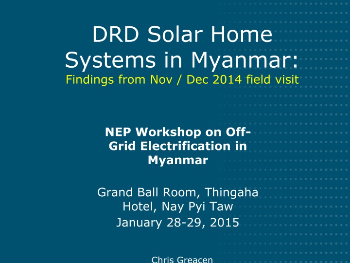 drd solar home systems in myanmar findings from