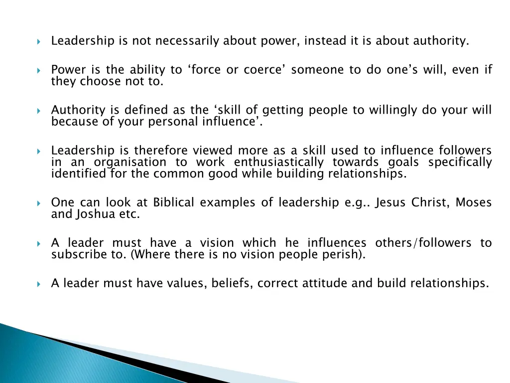 leadership is not necessarily about power instead