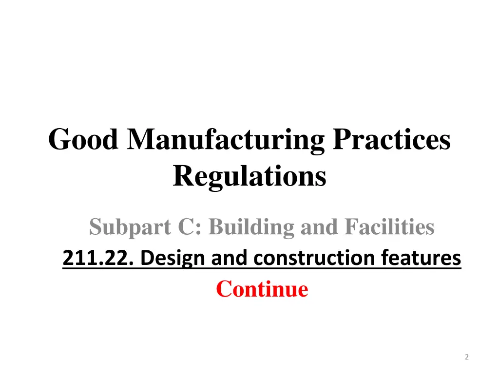 good manufacturing practices regulations