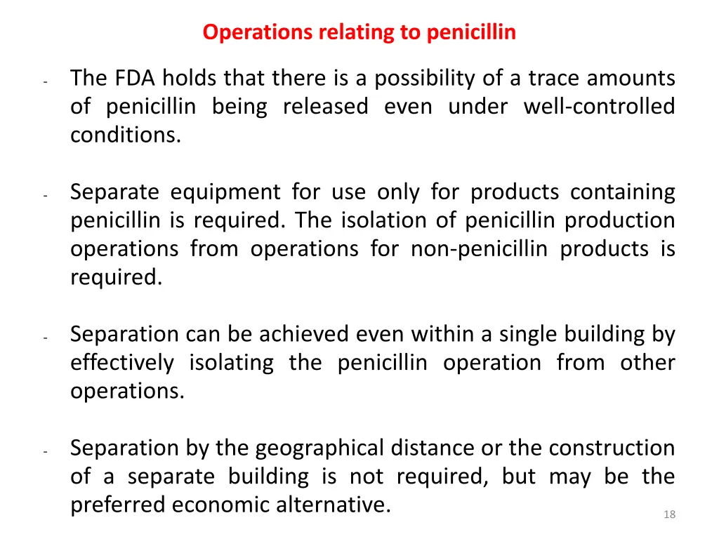 operations relating to penicillin