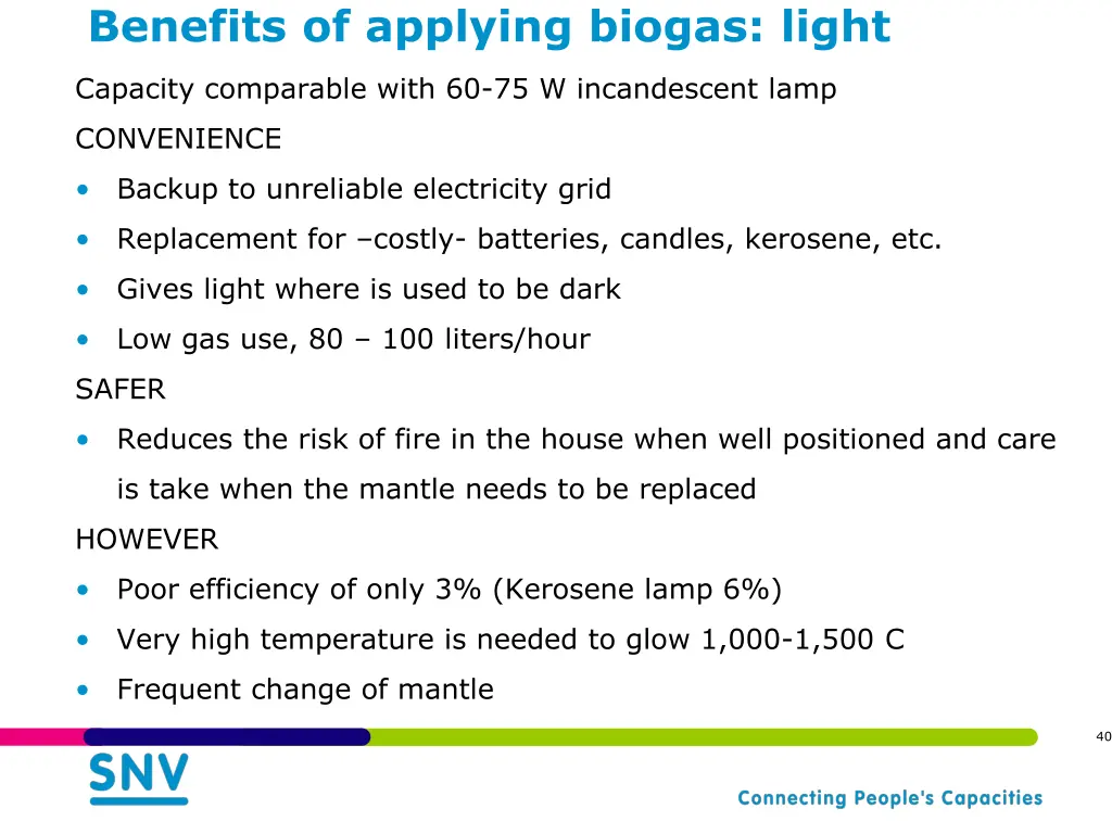 benefits of applying biogas light