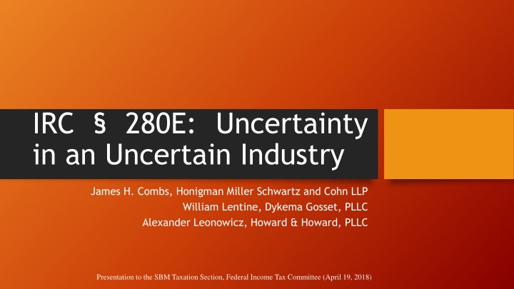 irc 280e uncertainty in an uncertain industry