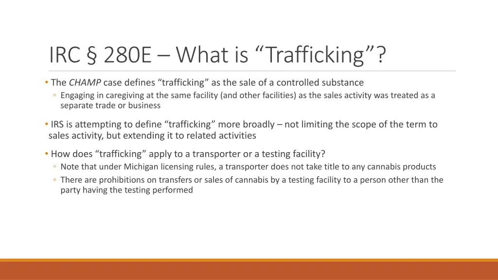 irc 280e what is trafficking