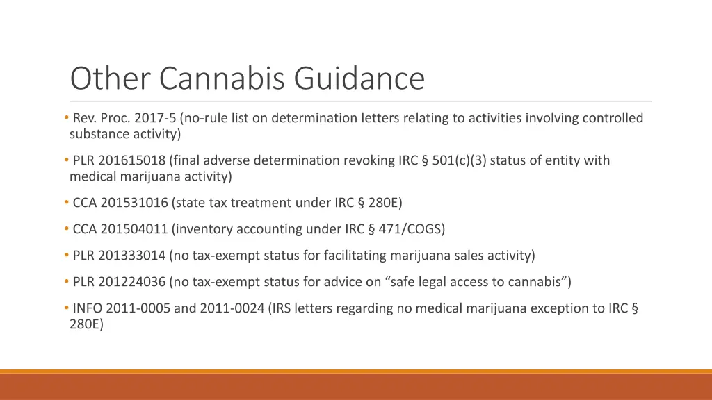 other cannabis guidance