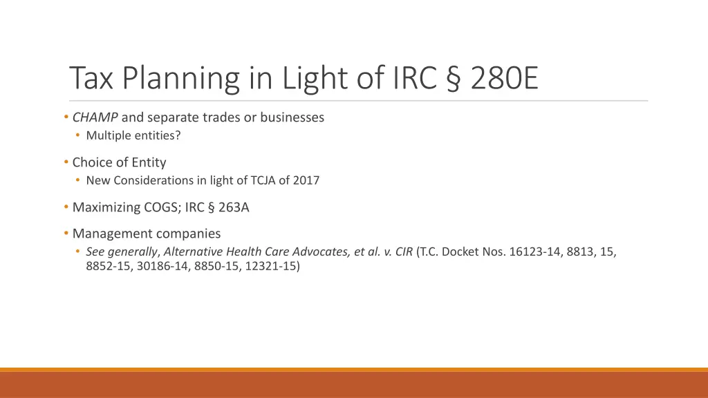 tax planning in light of irc 280e