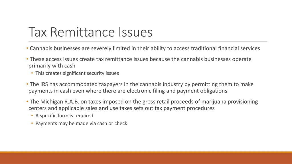 tax remittance issues