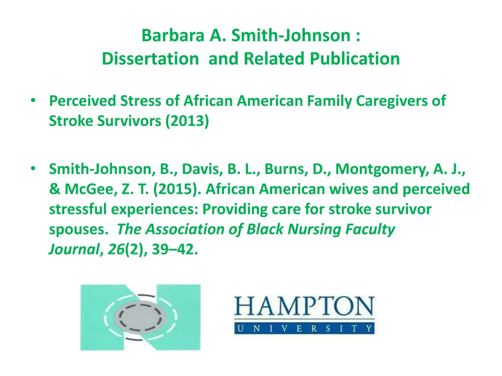 barbara a smith johnson dissertation and related