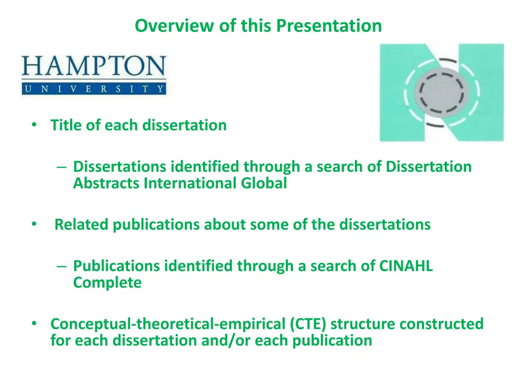 overview of this presentation